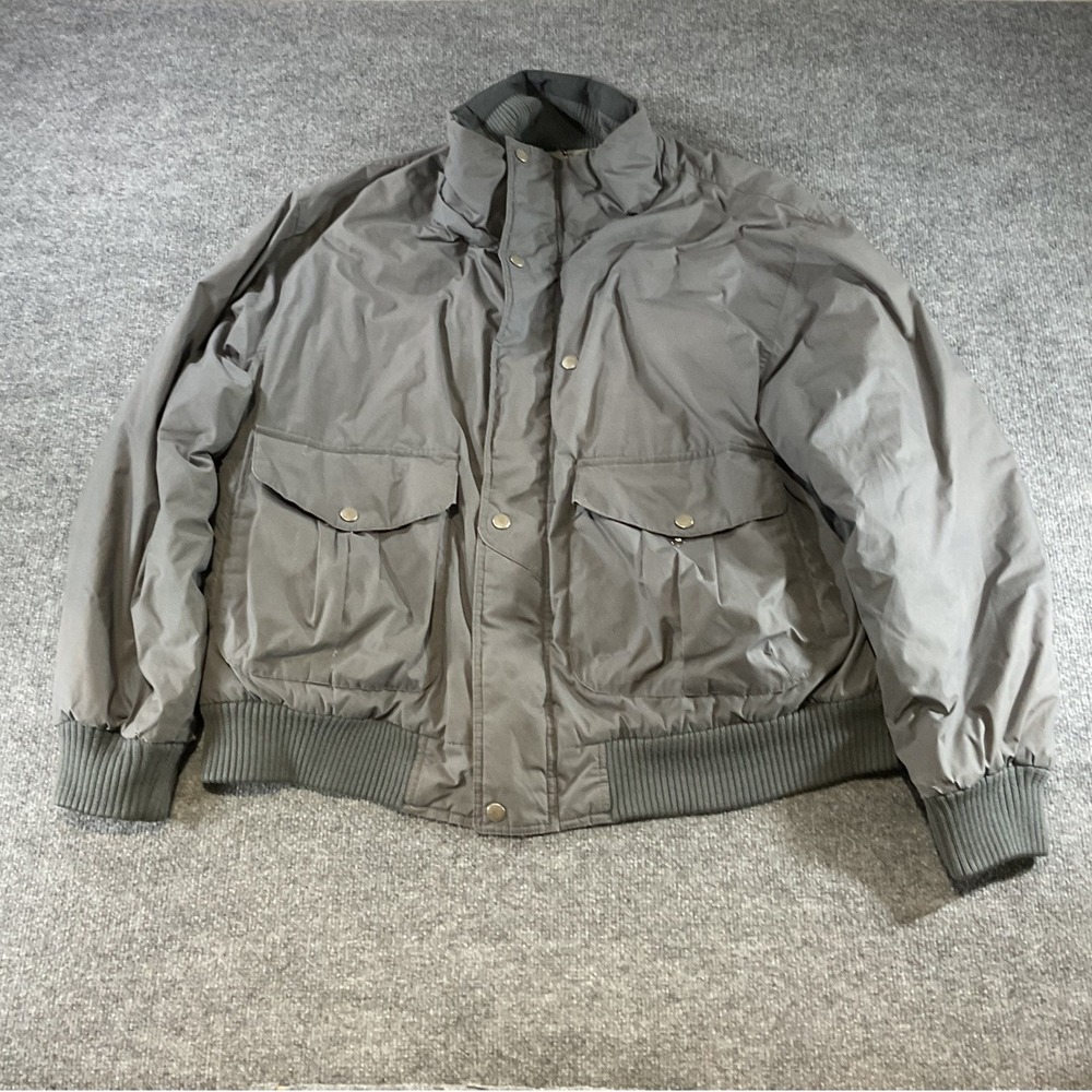 Members Only Mens 3X Gray Full Zip Snap Bomber Jacket Puffer Pockets Utility